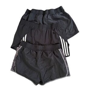 Bundle 3 Black Adidas Running Shorts, one Tek Gear M/L